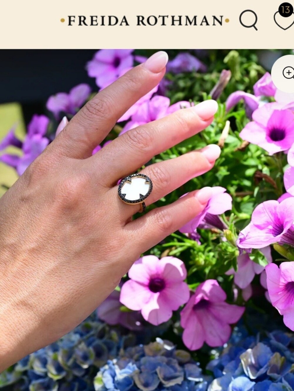 FR 925 Amazonian AllureMother of Pearl and Pavé Cocktail Ring